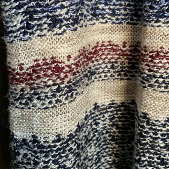 Jolt women’s sweater in blue white tan maroon lace size Large coastal boho - Picture 7 of 13